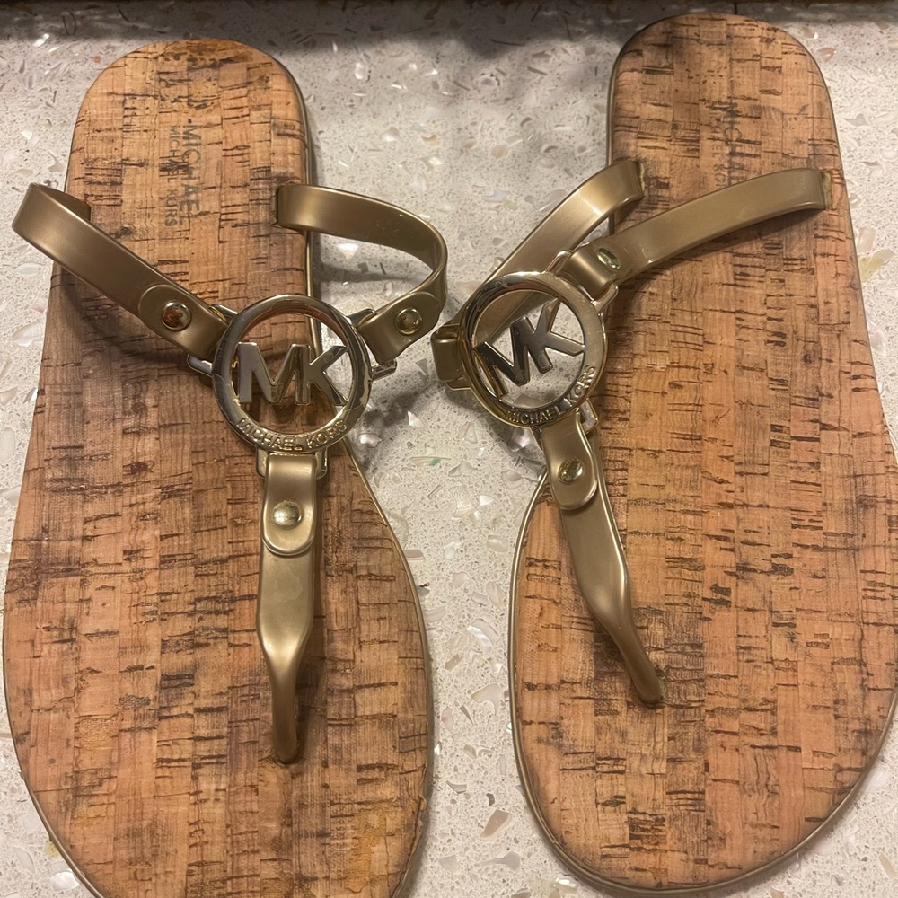 Michael Kors Sandals Gold PVC